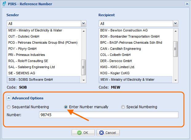 Change reference number