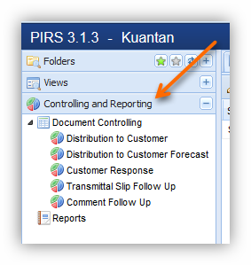 Controlling Area in PIRS Project Navigation