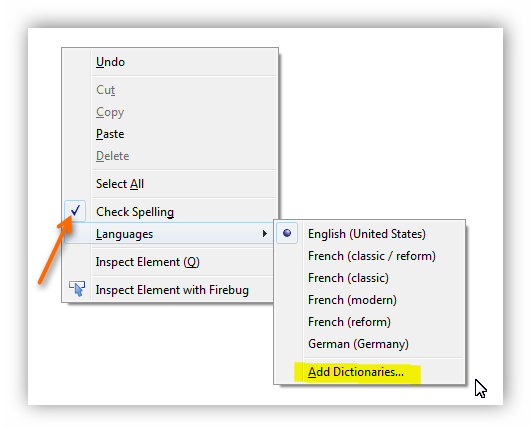 Firefox Spell Check