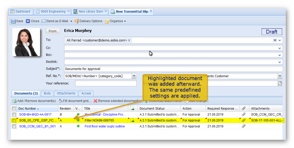 Predefined document actions