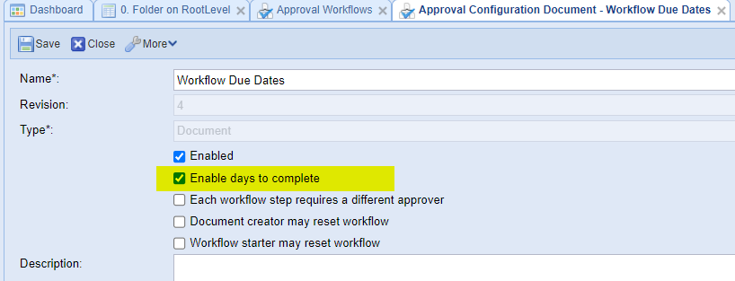 Enable days to complete