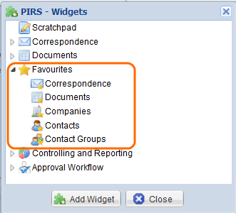 Widgets Favours